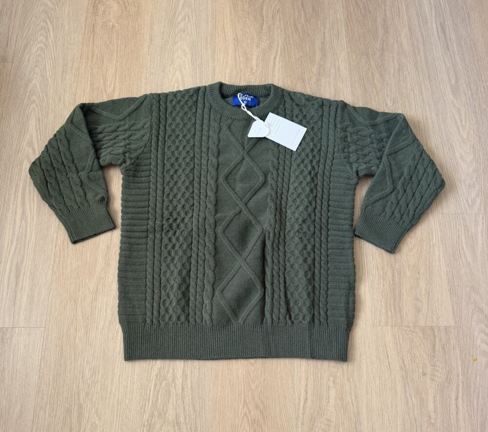 Aelfric Eden 90s Oversize Cable Knit Sweater L Cream Chunky Fisherman Unisex NWT
